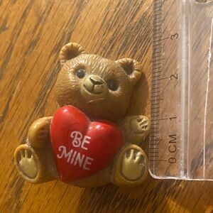 Cute Brown Bear with Red Heart Brooch